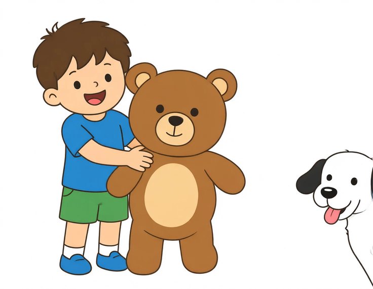 Boy and Teddy printable