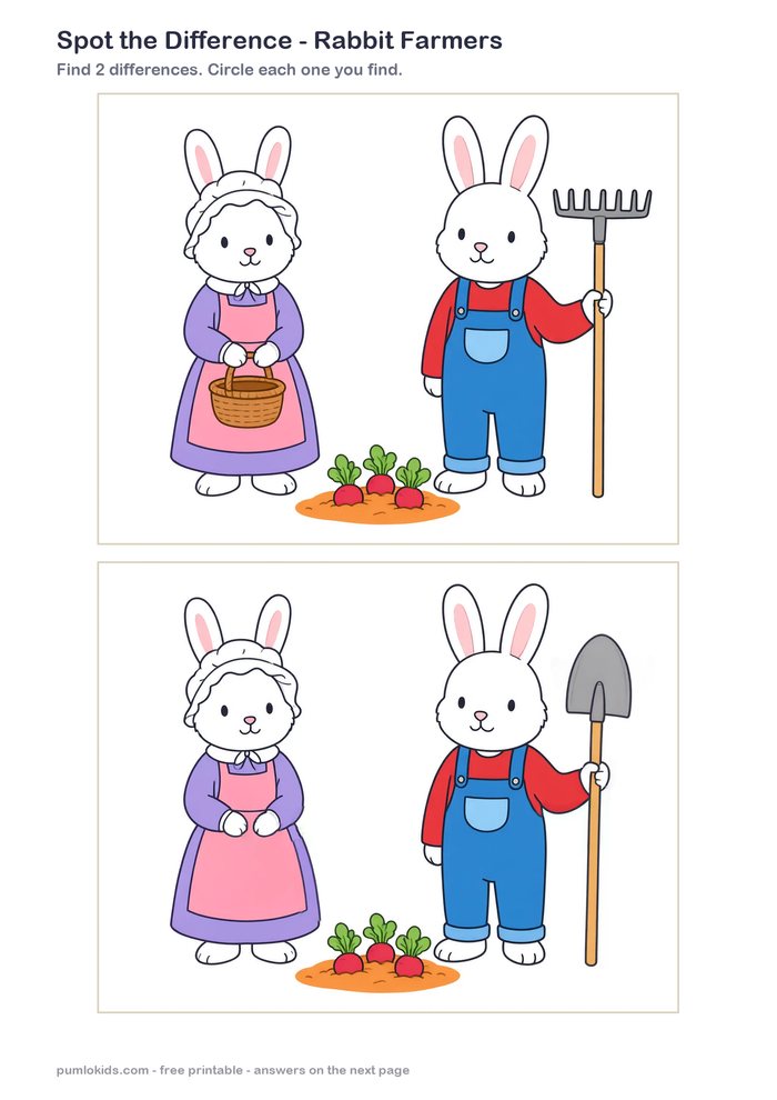 Rabbit Farmers printable, page one