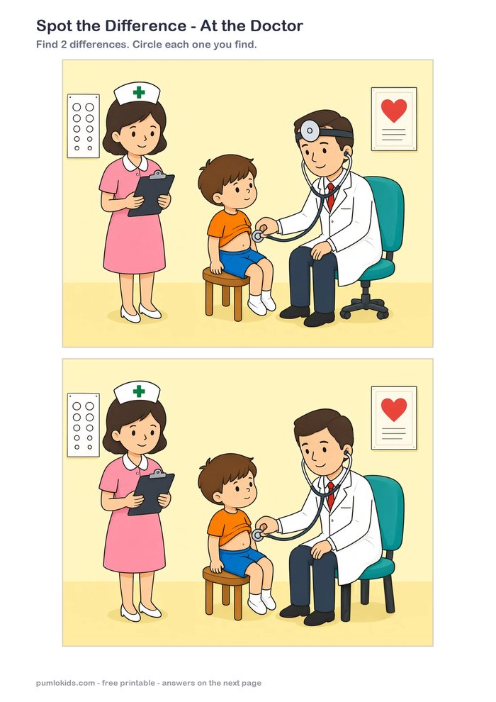 At the Doctor printable, page one